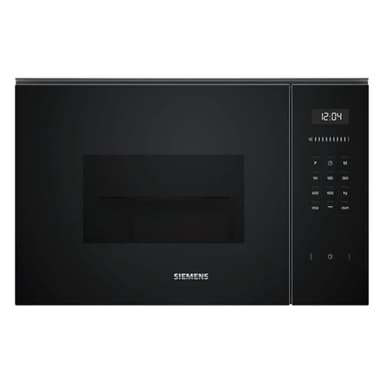 Siemens BE555LMB1 iQ500, forno a microonde da incasso con funzione grill, 59 x 38 cm, 900 W, 25 l, in acciaio inox, controllo touchControl, aiuto idrolitico, cookControl 8 microgrammi automatici, nero