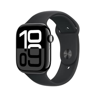 Apple Watch Series 10 GPS 46 mm Smartwatch con cassa in alluminio e cinturino Sport Loop Nero - M/L. Fitness tracker, app ECG, display Retina always-on, Carbon Neutral