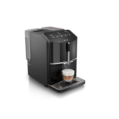 Siemens Macchina da caffè EQ300 TF301E19, per molte specialità di caffè, montalatte, macina in ceramica, funzione OneTouch, 1300 W, colore nero