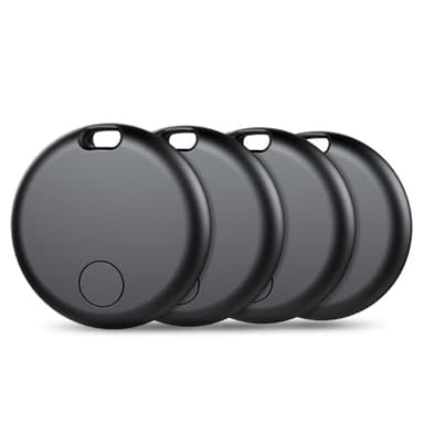 Air Tag Tracker, Smart Tag Funziona con Apple Dov'è (Solo iOS), Localizzatore Chiavi, 365 giorni di utilizzo, portafoglio, cercatore di valigie, Batteria Sostituibile, Impermeabile IP67, 4-Pezzi, Nero