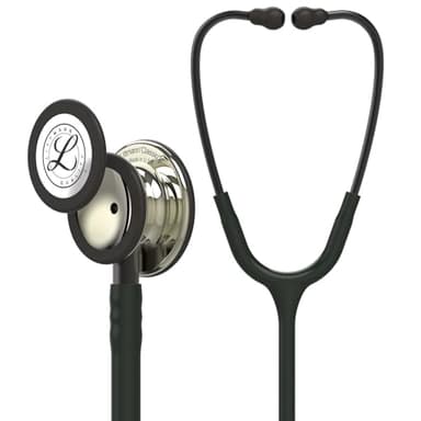 3M Littmann Stetoscopio per il monitoraggio Classic III, testina con finitura champagne, tubo auricolare nero, connettore e archetto nerofumo, 69 cm, 5861