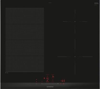 Siemens EX675HEC1E iQ700, Smart piano cottura a induzione, 60 cm, nero, con telaio, varioinduzione, TouchSlider, sensore di arrosto Pro – arrosto senza pericolo di bruciatura