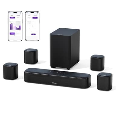 ULTIMEA 7.1ch Soundbar TV, Impianto Surround Virtuale Soundbar per TV con Subwoofer, per Impianto Home Theater, 4 Altoparlanti Surround, App Controllo, Bluetooth5.3, OPT/AUX, Aura A40