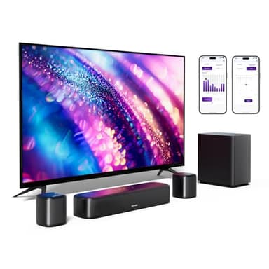 ULTIMEA 5.1ch Soundbar, Impianto Surround Virtuale per TV, App Controllo, Sound Bar per TV con Impianto Audio Home Theater, Soundbar Bluetooth con Subwoofer e 2 Altoparlanti Surround, Aura A30