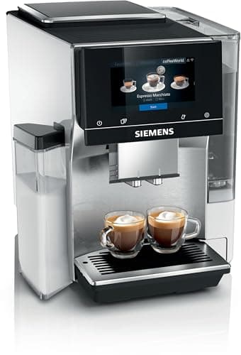 SIEMENS, macchina da caffè a grano tutto automatico, EQ700, schermo iSelect,coffeeeWorld,Cold Brew,Slow Brew,Latte Bricker, Home Connect, Acciaio inossidabile,Bianco,TQ715R03 integral