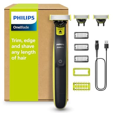 Philips OneBlade 360 Autentico Regolabarba Elettrico per Viso e Corpo, Rasoio e Spazzola, 3x 360 Lame, 3x Pettine per Barba (1,3,5 mm), 1x Kit per il Corpo, QP2824/31