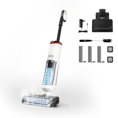 Polti Rollysteam WD50C Cordless, Lavapavimenti con Funzione Vapore e Aspirapolvere, 450 W, Pulizia Completa in un solo Passaggio, Senza Fili, Auto Pulizia, Bianco