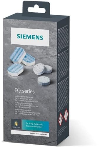 Siemens Multipack TZ80003A, 10 compresse di pulizia, 6 compresse decalcificanti, adatte per macchine da caffè della serie EQ e macchine automatiche da incasso