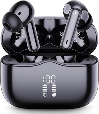 Cuffie Bluetooth 5.4 In Ear, Auricolari Bluetooth 3D Bass Stereo con 4 Mics ENC Cancellazione Rumore, 40 Ore Cuffie Wireless LED Display USB-C, IP7 Impermeabili Cuffiette Senza Fili per iOS Android