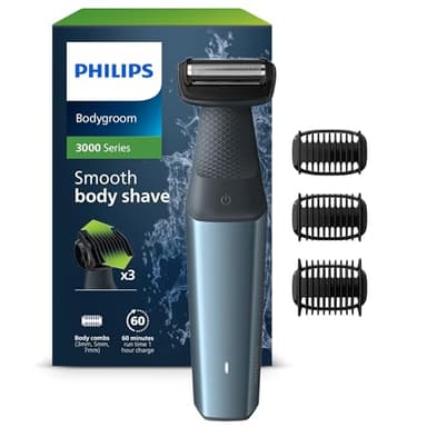 Philips Bodygroom Series 3000 Rifinitore impermeabile per inguine e corpo, rasatura precisa e confortevole, routine di cura del corpo completa, 60 minuti di autonomia, modello BG3027/03