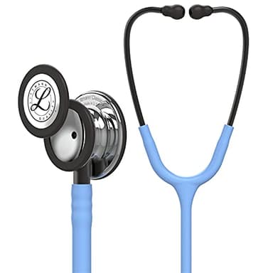 3M Littmann Stetoscopio per il monitoraggio Classic III, testina con finitura a specchio, tubo auricolare azzurro cielo, connettore e archetto nerofumo, 69 cm, 5959