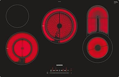 Siemens ET801FCP1D iQ300 - Piano cottura elettrico, 4 elementi riscaldanti, 79,2 cm, touchSlider, sicurezza bambini, in vetroceramica, colore: Nero