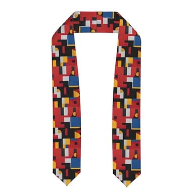 WOmeng Composizione in Stampa Rosso Giallo Blu e Nero, Appiattito, Taglia unica