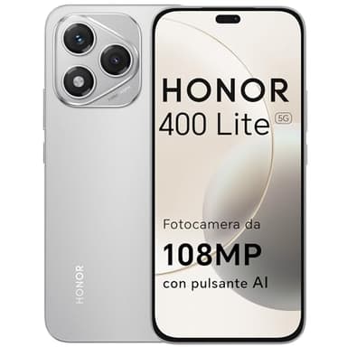 HONOR 400 Lite Smartphone 5G Dual SIM NFC, 8GB RAM 256GB Memoria, 108MP con pulsante AI telefono Android 15, 6.7 pollici AMOLED Eye-Care Display, 5230 mAh,IP64&SGS, Velvet Gray [Versione italiana]