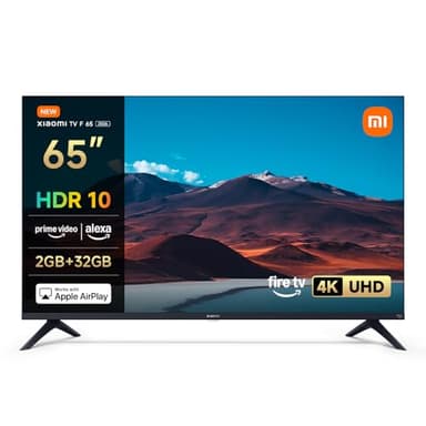XIAOMI TV F 65, 65 pollici (165 cm),4K UHD,Smart TV, Fire TV,Triple Tuner DVB-C/S/S2/T/T2, HDR10,MEMC,60Hz con 120Hz Game Boost Mode, Controllo Vocale Alexa, 2GB+32GB, Compatibile con AirPlay