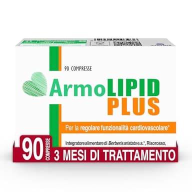 Armolipid Plus - 90 Compresse, Integratore Alimentare con Berberis Aristata, Riso Rosso Fermentato, Acido Folico, Policosanoli, Coenzima Q10 e Astaxantina