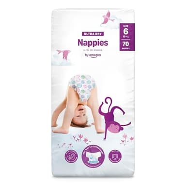 by Amazon - 70 Ultra Dry Nappies - Taglia 6 (oltre 15kg) (Stesso Prodotto Commercializzato in Precedenza con il Marchio Mama Bear)