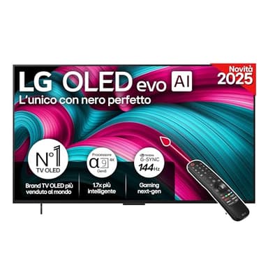 LG OLED evo AI C5 TV 42 pollici, Smart TV 4K, Processore α9 Gen8, webOS con AI, Dolby Vision e Atmos, Gaming con VRR e GSYNC 4K@144Hz, 4 HDMI 2.1, Alexa, OLED42C54LA 2025