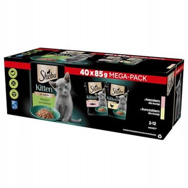 Sheba Cibo umido per gatti in sacchetto porzione Fine varietà con salmone (MSC) e pollo in salsa Multipack 40 x 85 g